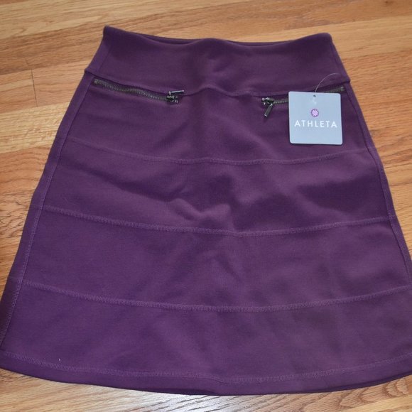 Athleta Ponte Strata A Line with zippers skirt XXS womens burgundy/purple NWT - Picture 1 of 3